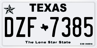 TX license plate DZF7385