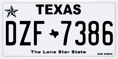 TX license plate DZF7386