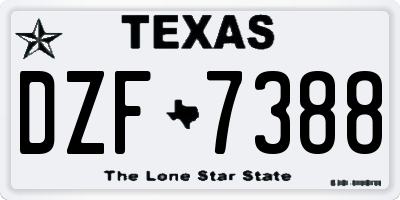 TX license plate DZF7388