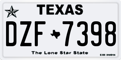 TX license plate DZF7398