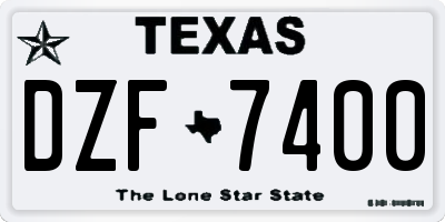 TX license plate DZF7400
