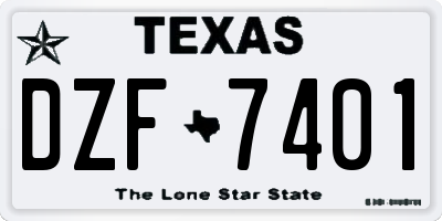 TX license plate DZF7401