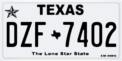 TX license plate DZF7402
