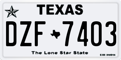 TX license plate DZF7403