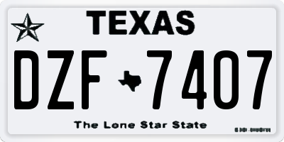 TX license plate DZF7407