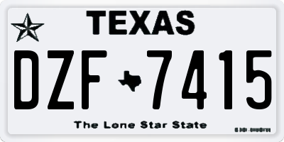 TX license plate DZF7415