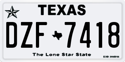 TX license plate DZF7418