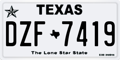 TX license plate DZF7419