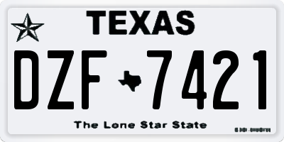 TX license plate DZF7421