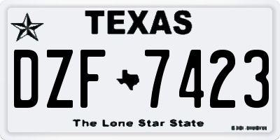 TX license plate DZF7423