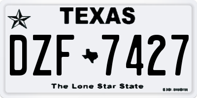TX license plate DZF7427