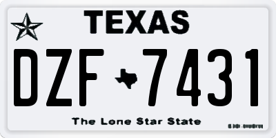 TX license plate DZF7431