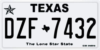 TX license plate DZF7432