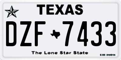 TX license plate DZF7433