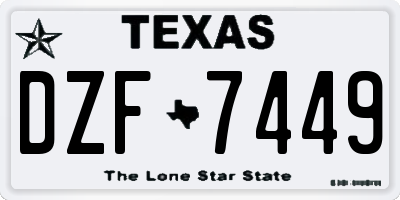 TX license plate DZF7449