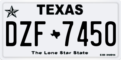 TX license plate DZF7450