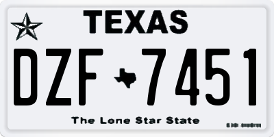 TX license plate DZF7451