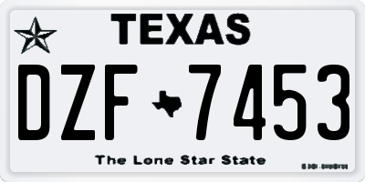 TX license plate DZF7453