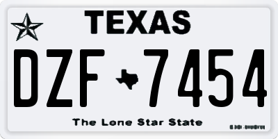 TX license plate DZF7454