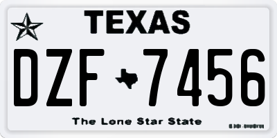 TX license plate DZF7456