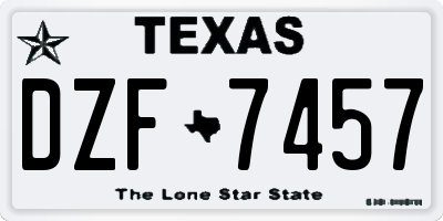 TX license plate DZF7457
