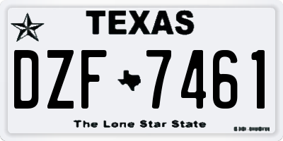 TX license plate DZF7461