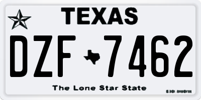 TX license plate DZF7462