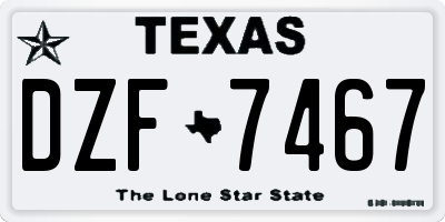 TX license plate DZF7467