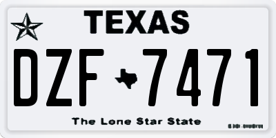 TX license plate DZF7471