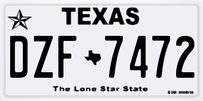 TX license plate DZF7472