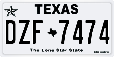 TX license plate DZF7474