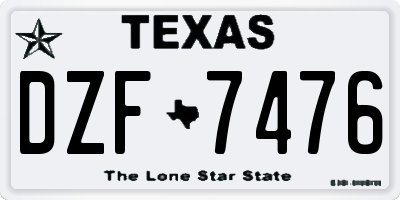 TX license plate DZF7476