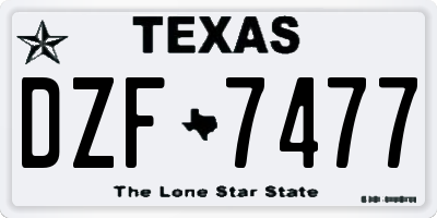 TX license plate DZF7477