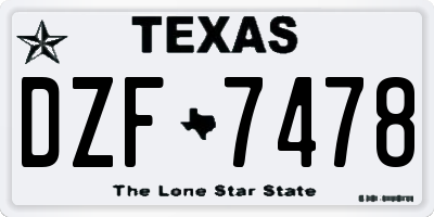 TX license plate DZF7478