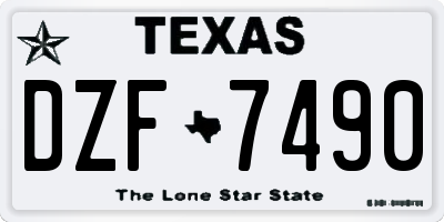 TX license plate DZF7490
