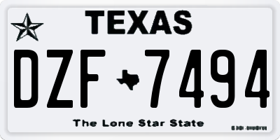 TX license plate DZF7494