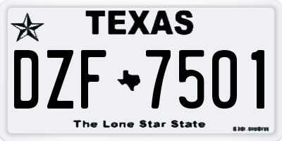 TX license plate DZF7501