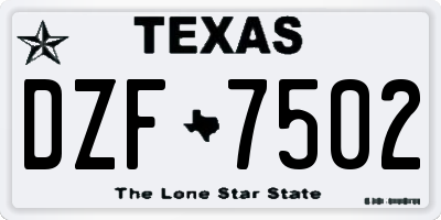 TX license plate DZF7502