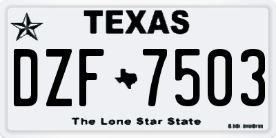 TX license plate DZF7503