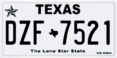 TX license plate DZF7521