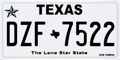 TX license plate DZF7522