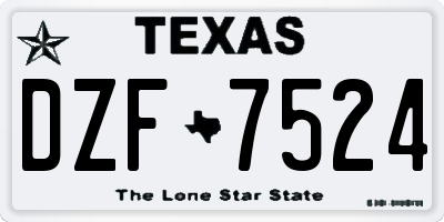 TX license plate DZF7524