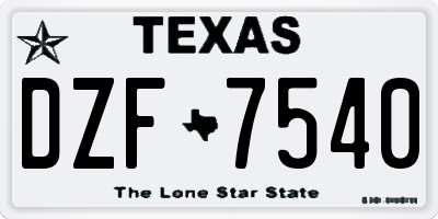 TX license plate DZF7540