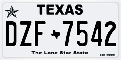 TX license plate DZF7542