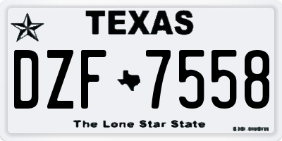 TX license plate DZF7558