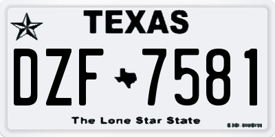 TX license plate DZF7581
