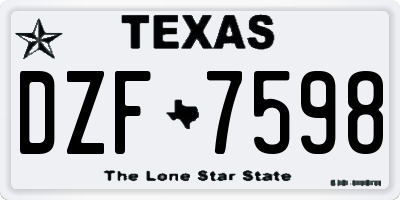TX license plate DZF7598