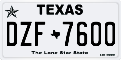 TX license plate DZF7600