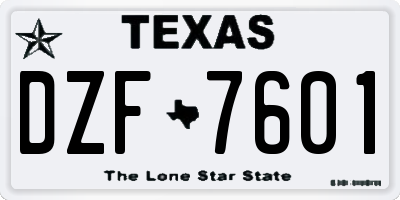 TX license plate DZF7601