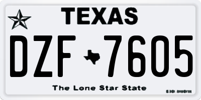 TX license plate DZF7605